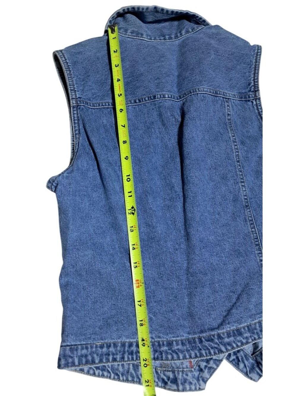 Vtg Bill Blass Denim Vest Womens M Medium Blue Boho Rose Embroidered Cotton Butt - Picture 13 of 13